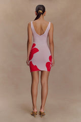 Dorothy Knit Print Mini Dress - Red Deco Fleur Print