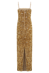Porter Hand Beaded Midi Dress - Gold