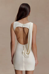 Henley Slinky Drape Mini Dress - Ivory