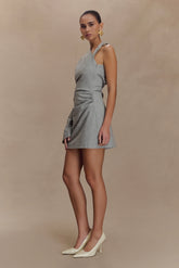 Dorian Twist Shoulder Mini Dress - Charcoal Marle
