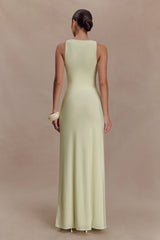 Perrie Slinky Ruched Maxi Dress - Pastel Lime