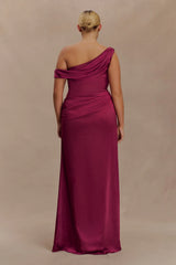 Dalia Off Shoulder Satin Maxi Dress - Mahogany