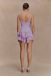 Calantha Ruffle Mesh Mini Dress - Lilac