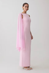 Farid Bandage Midi Dress With Chiffon - Baby Pink