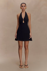 Malakhai Chiffon Halter Mini Dress - Black