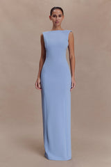 Galilea Crepe Draped Maxi Dress - Cornflower Blue