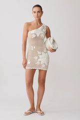 Barker Hand Crochet Knit Mini Dress - White