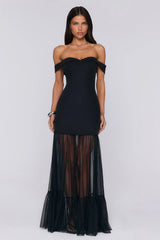 Pretty Lullaby Off Shoulder Maxi Dress Black