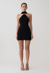 Hector Halter Neck Knit Mini Dress - Black