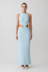 Nicole Embellished Cut Out Maxi Dress - Pale Blue