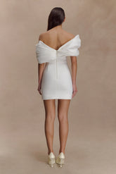 Aphrodite Off Shoulder Crepe Mini Dress - Ivory