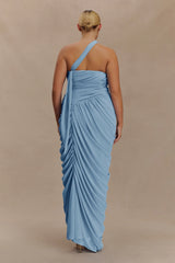 Micaela Chiffon Gathered Maxi Dress - Alaskan Blue