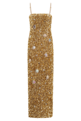 Porter Hand Beaded Midi Dress - Gold
