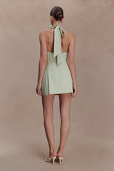 Nelly Halter Neck Cotton Mini Dress - Sage
