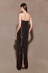 Calliope Strapless Organza Maxi Dress - Black