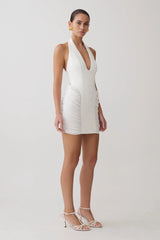 Anari Gathered Scuba Mini Dress - White