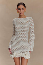 Aileen Ruffle Crochet Mini Dress - Ivory