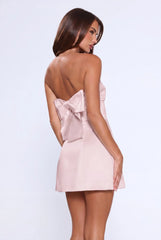 The Best Gift Satin Strapless Mini Dress Light Pink
