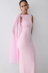 Farid Bandage Midi Dress With Chiffon - Baby Pink
