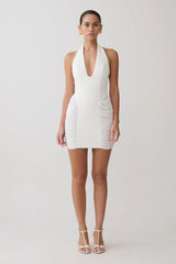 Anari Gathered Scuba Mini Dress - White