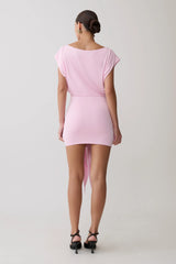 Maiara Shortsleeve Slinky Tie Mini Dress - Pink