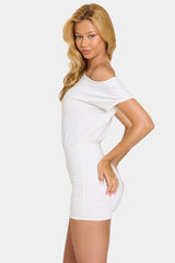Modal Off-Shoulder Mini Dress in Coconut