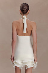 Willowmena Halter Neckline Mini Dress With Tubed Hem - White