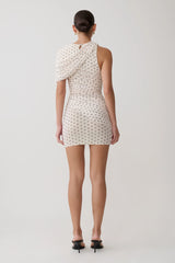 Adrienne One Shoulder Mesh Mini Dress - Polka Dot