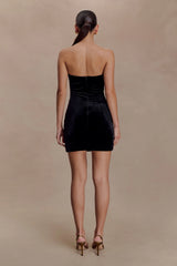 Paulina Velvet Strapless Mini Dress - Black