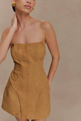 Andy Faux Suede Mini Dress - Camel