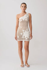 Barker Hand Crochet Knit Mini Dress - White