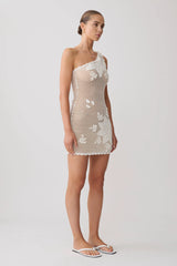 Barker Hand Crochet Knit Mini Dress - White