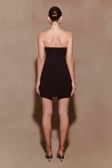 Liva Strapless Diamante Floral Trim Mini Dress - Black