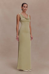 Marta Slinky Cowl Maxi Dress - Sage