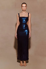 Adoria Sequin Cut Out Maxi Dress - Navy
