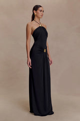 Quincy Halter Maxi Dress With Hardware - Black