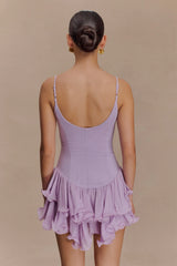 Calantha Ruffle Mesh Mini Dress - Lilac