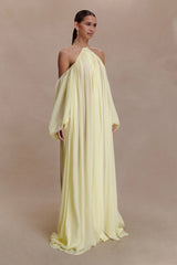 Janni Chiffon Maxi Dress With Hardware - Lemon Lime