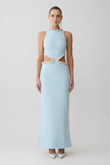 Nicole Embellished Cut Out Maxi Dress - Pale Blue