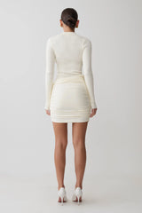 Agness Long Sleeve Button Up Knit Dress - Ivory