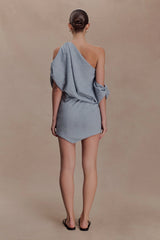 Gabriella Draped Mini Dress - Charcoal Blue Marle