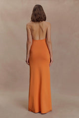 Elma Halter Knit Maxi Dress - Orange