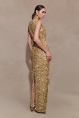 Astor Hand Embellished Maxi Dress - Gold