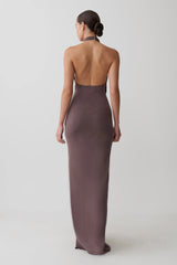 Cindylou Halter Knit Maxi Dress - Peppercorn
