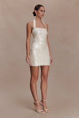 Caralee Sequin Halter Mini Dress - Ivory