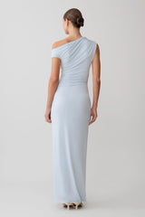 Alyn Off Shoulder Draped Maxi Dress - Pale Blue