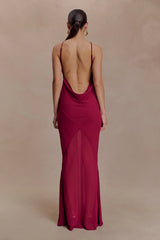 Nerea Slip Halter Maxi Dress - Cherry Red