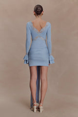 Electra Slinky Lace Mini Dress - Pale Blue