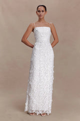 Josefa Sequin Lace Maxi Dress - White