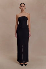 Gemma Strapless Mesh Maxi Dress - Black